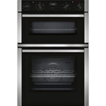 Neff U1ACE2HN0B 59.4cm Built In Electric CircoTherm Double Oven – BLACK/STEEL