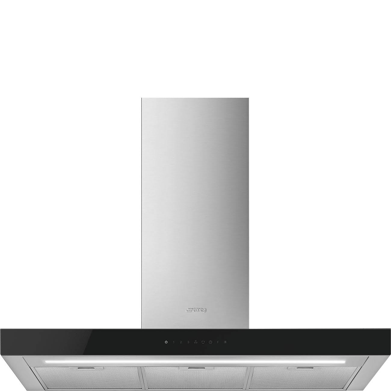 Smeg Black/Light Kbt9l4vn 90Cm Wall Chimney Extractor Hood