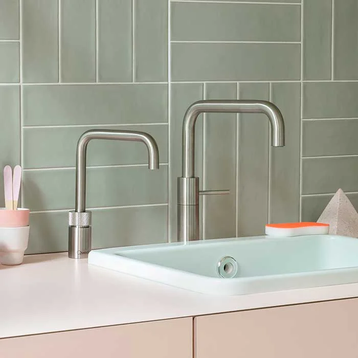 Quooker Nordic Square Twintaps with PRO3 Tank & CUBE in Stainless Steel