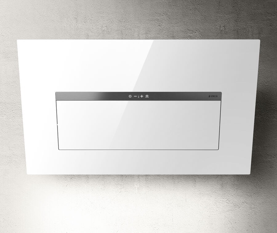 Elica White Bloom S Lux 85Cm Angled Extractor Hood In Glass