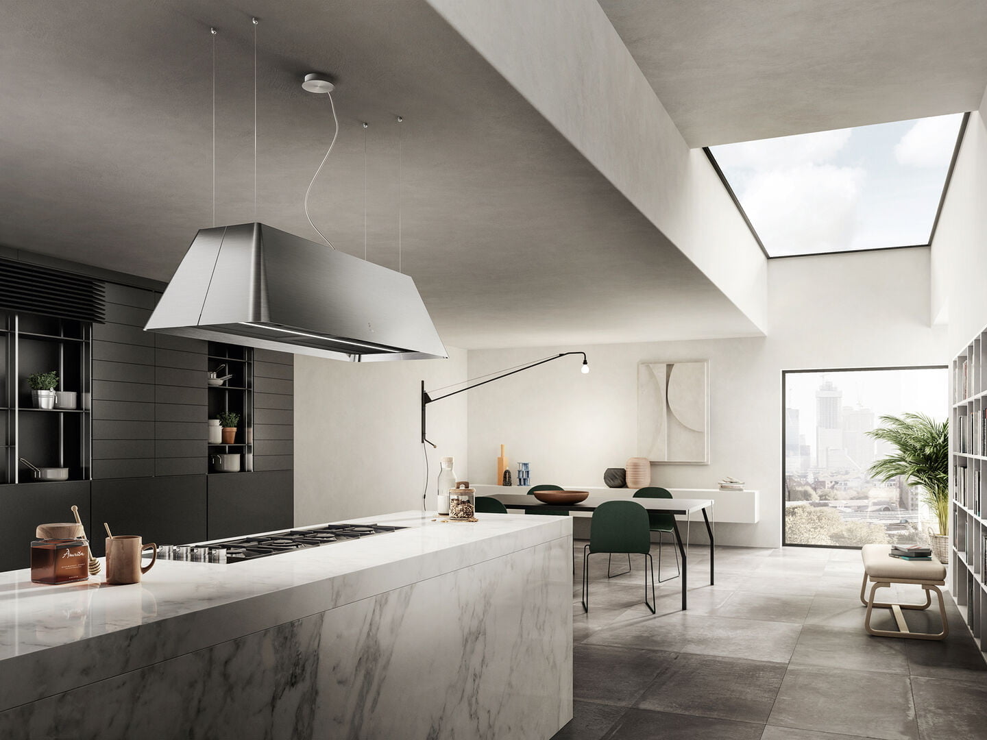 Elica Black Ikona Maxxi Pure 120Cm Island Extractor Hood In Stainless Steel