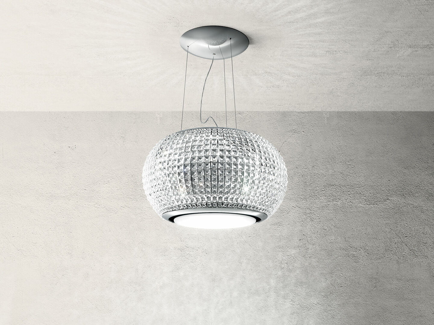 Elica Light/Black Interstellar 65Cm Rc Island Extractor Hood In Glass