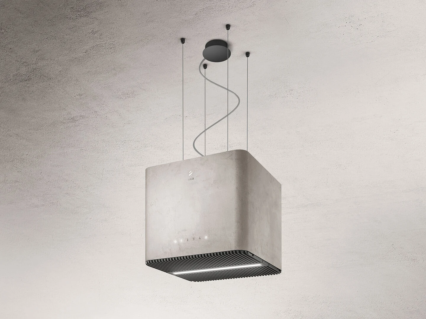 Elica Grey/White Pix Rc 42Cm Island Extractor Hood In Concrete