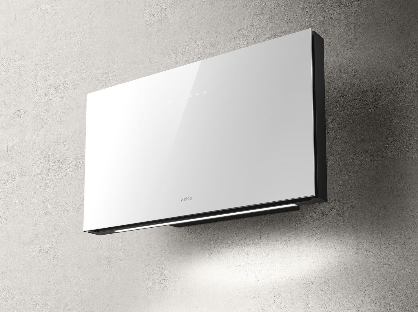 Elica Plat 80cm Built In Wall Extractor Hood in White Glass