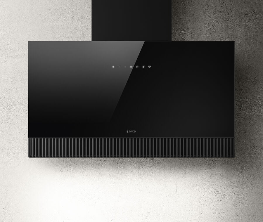 Elica Black Super Plat 80Cm Built In Wall Extractor Hood In Glass