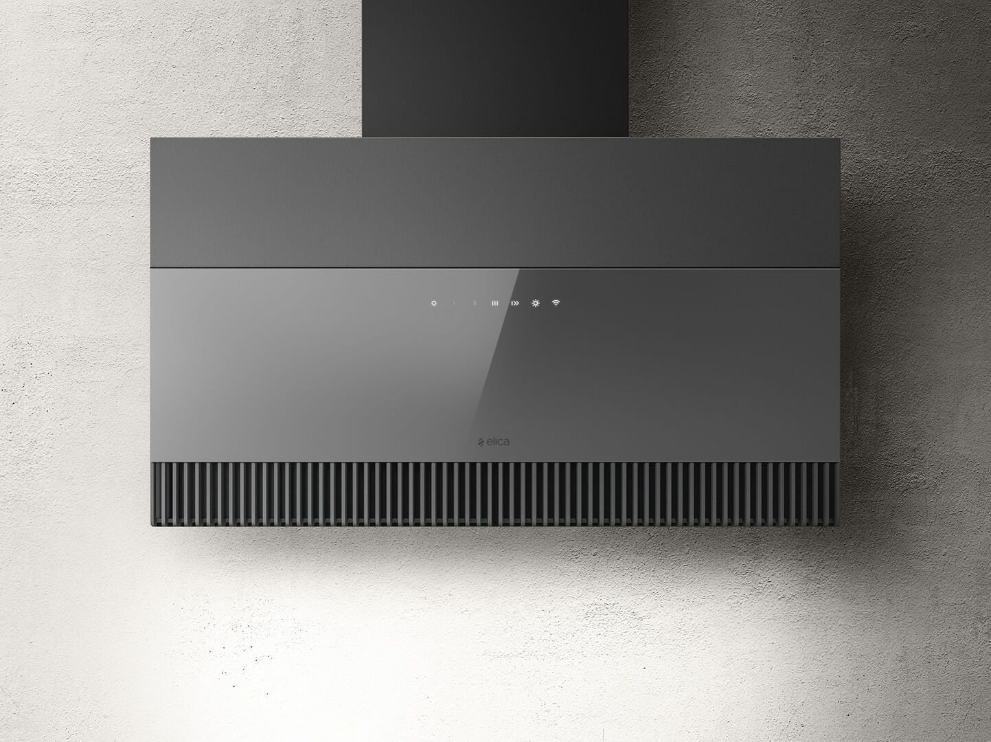 Elica Grey Super Plat 80Cm Built In Wall Extractor Hood In Glass