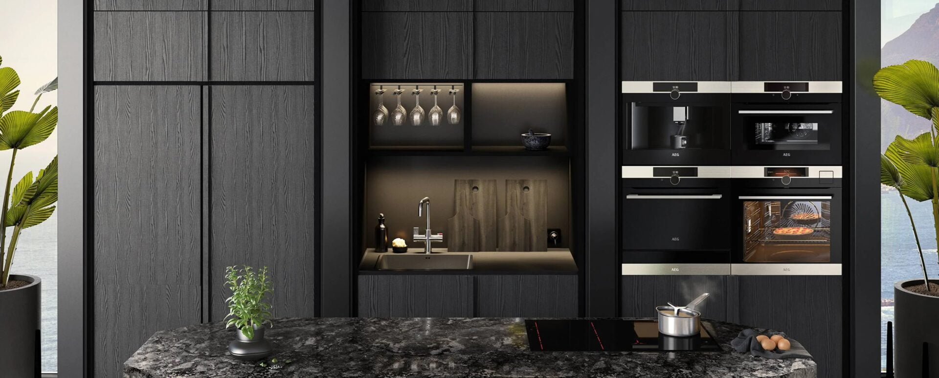 AEG appliance Category image. Showcasing Aeg Ovens, Aeg hobs, Aeg