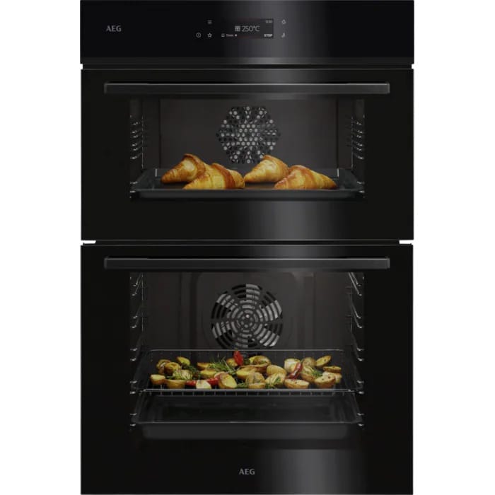 AEG NPE7C61B 6000 Series Catalytic Built In Double Oven With Surround Cook In Black