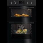 AEG OU5CP40B 6000 Series Catalytic Built In Double Oven With SurroundCook In Black