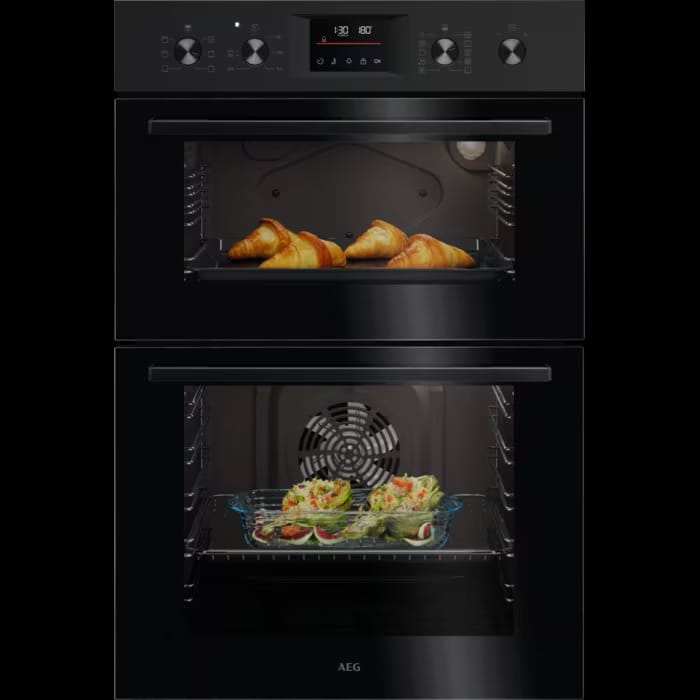 AEG OU5CP40B 6000 Series Catalytic Built In Double Oven With SurroundCook In Black