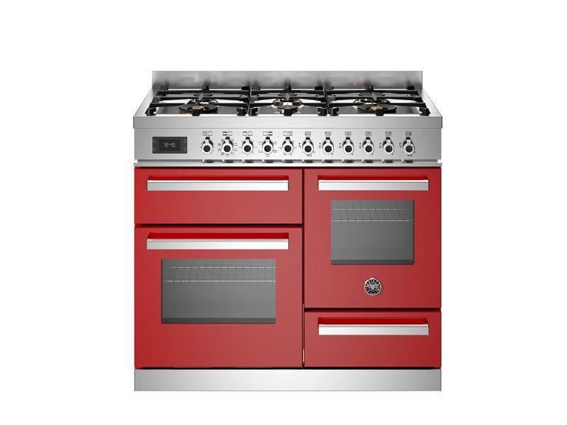 Bertazzoni PRO106L3EROT2 100cm Dual Fuel Triple Oven Range Cooker In Red
