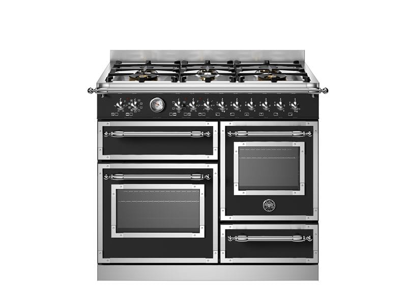 Bertazzoni HER106L3ENET2 Heritage Series 100cm Dual Fuel Triple Oven Range Cooker In Matt Black