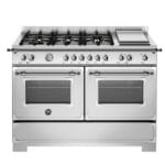 Bertazzoni HER126G2EXT2 Heritage Series 120cm Dual Fuel Double Oven Range Cooker In Stainless Steel