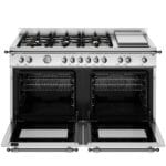 Bertazzoni HER126G2EXT2 Heritage Series 120cm Dual Fuel Double Oven Range Cooker In Stainless Steel