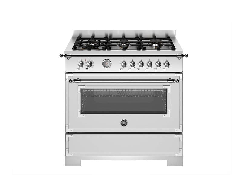 Bertazzoni HER96L1EXT2 Heritage Series 90cm Dual Fuel Single Oven Range Cooker In Stainless Steel