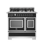 Bertazzoni HER96L2ENET2 Heritage Series 90cm Dual Fuel Double Oven Range Cooker In Matt Black