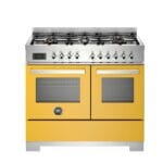 Bertazzoni PRO106L2EGIT2 Professional Series 100cm Dual Fuel Double Oven Range Cooker In Yellow