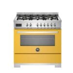 Bertazzoni PRO96L1EGIT2 Professional Series 90cm Dual Fuel Single Oven Range Cooker In Yellow
