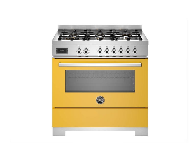Bertazzoni PRO96L1EGIT2 Professional Series 90cm Dual Fuel Single Oven Range Cooker In Yellow