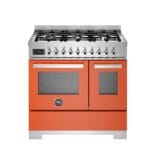 Bertazzoni PRO96L2EART2 Professional Series 90cm Dual Fuel Double Oven Range Cooker In Orange