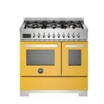 Bertazzoni PRO96L2EGIT2 Professional Series 90cm Dual Fuel Double Oven Range Cooker In Yellow
