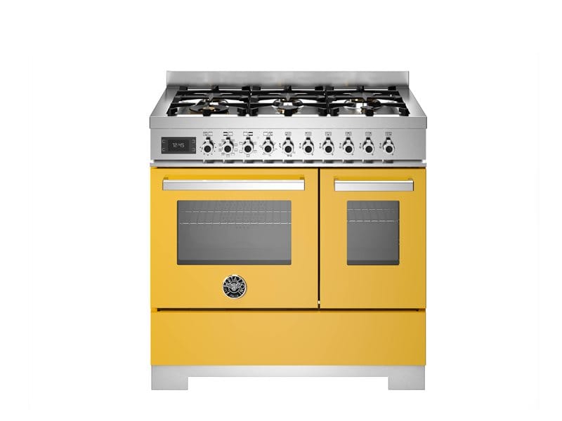 Bertazzoni PRO96L2EGIT2 Professional Series 90cm Dual Fuel Double Oven Range Cooker In Yellow