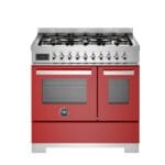 Bertazzoni PRO96L2EROT2 Professional Series 90cm Dual Fuel Double Oven Range Cooker In Red
