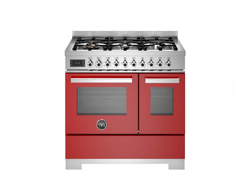 Bertazzoni PRO96L2EROT2 Professional Series 90cm Dual Fuel Double Oven Range Cooker In Red