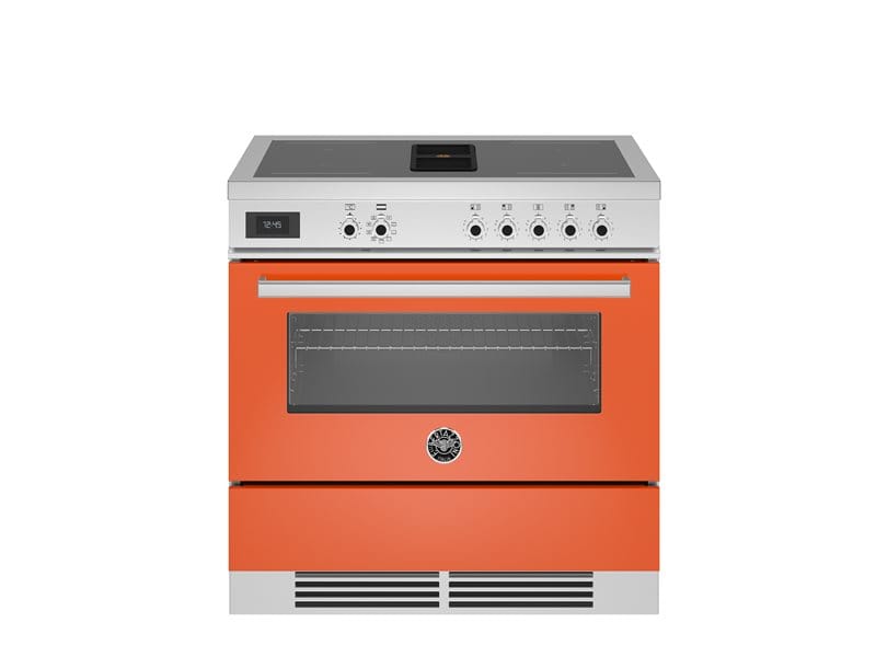 Bertazzoni PROCH94I1EART Professional Series 90cm Integrated Hood and Electric Oven Air-Tec Induction Range Cooker In Orange